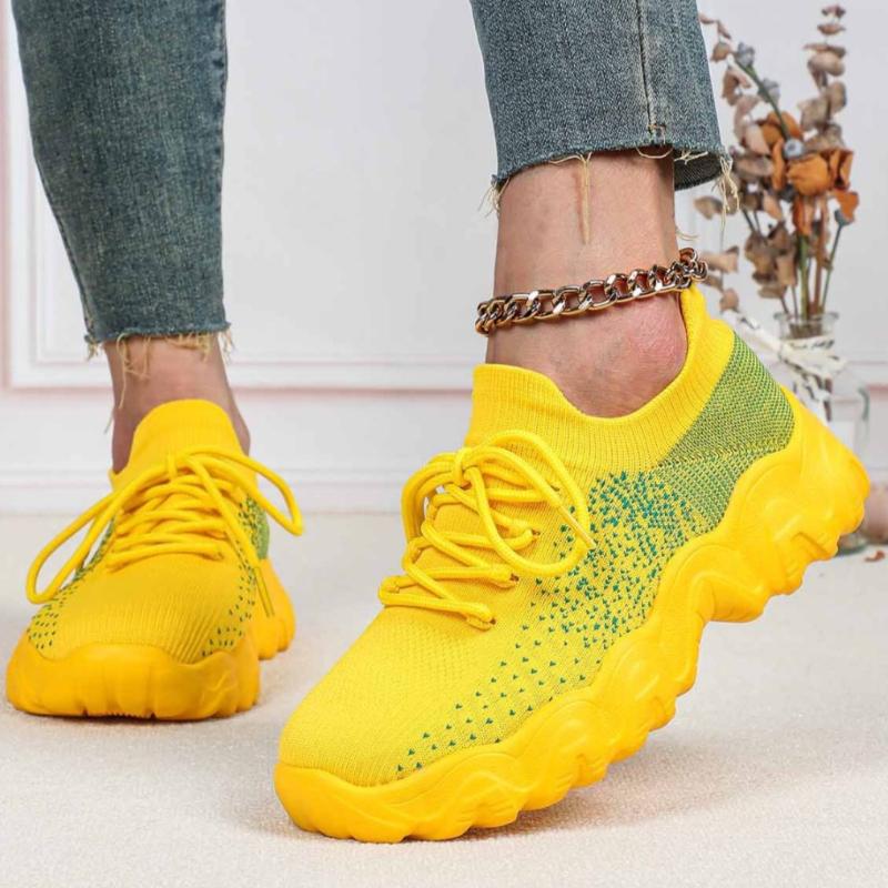 Atmungsaktive Plateau-Sneaker Gestrickte klobige Schuhe für Damen Herren Freizeitschuhe Trendige Socken-Schuhe Rutschfest Verschleißfest