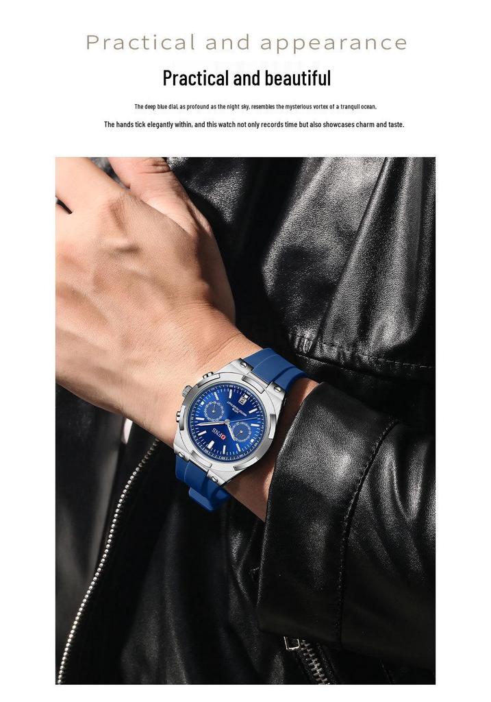 OFNS Men's Fashion Quartz Watch: Youthful Design with Calendar, Waterproof, Multi-Functional Wristwatch
