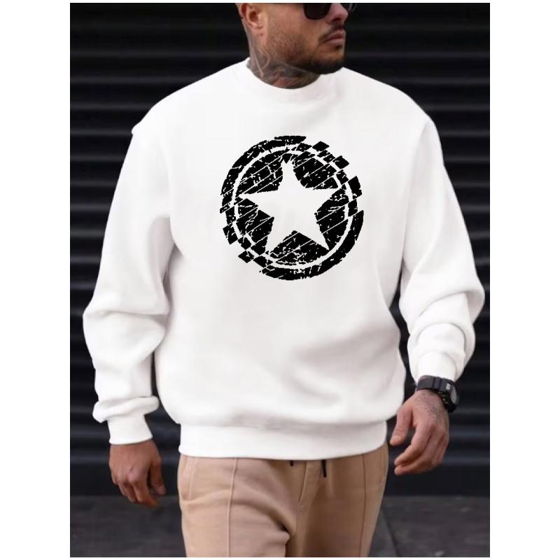 Polyester Men s Crew Neck Sweatshirt, Loose Fit, Warm Pullover Sweatshirt with Ribbed Cuffs S