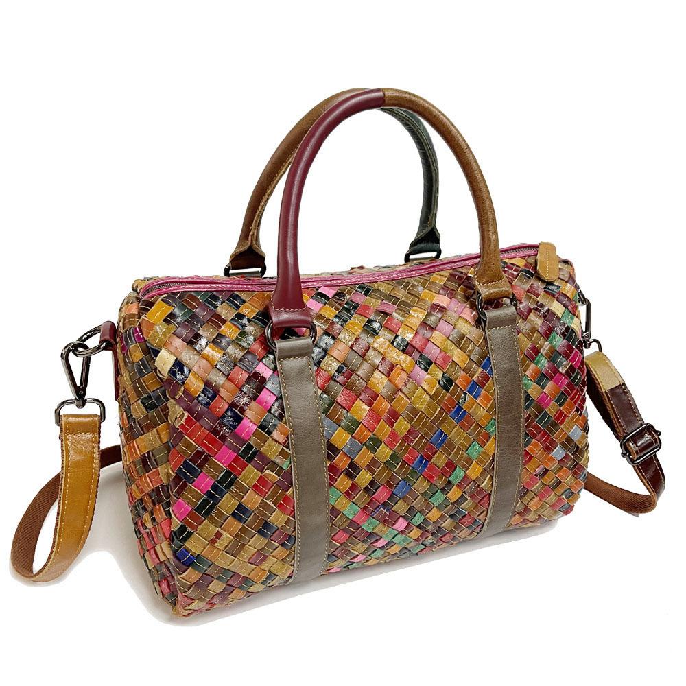 Borse da Donna Casual in Pelle, Borse a Mano Intrecciate a Mano, Borse a Tracolla, Borse a Cuscino Retrò, Borse Colorate di Grande Capacità.