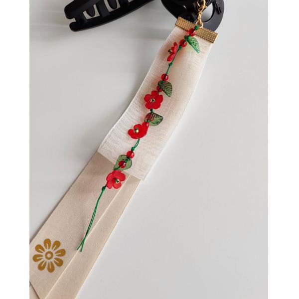 Korean traditional Spring Flower Gold Foil Danggi Hair Claw Clip, Detachable