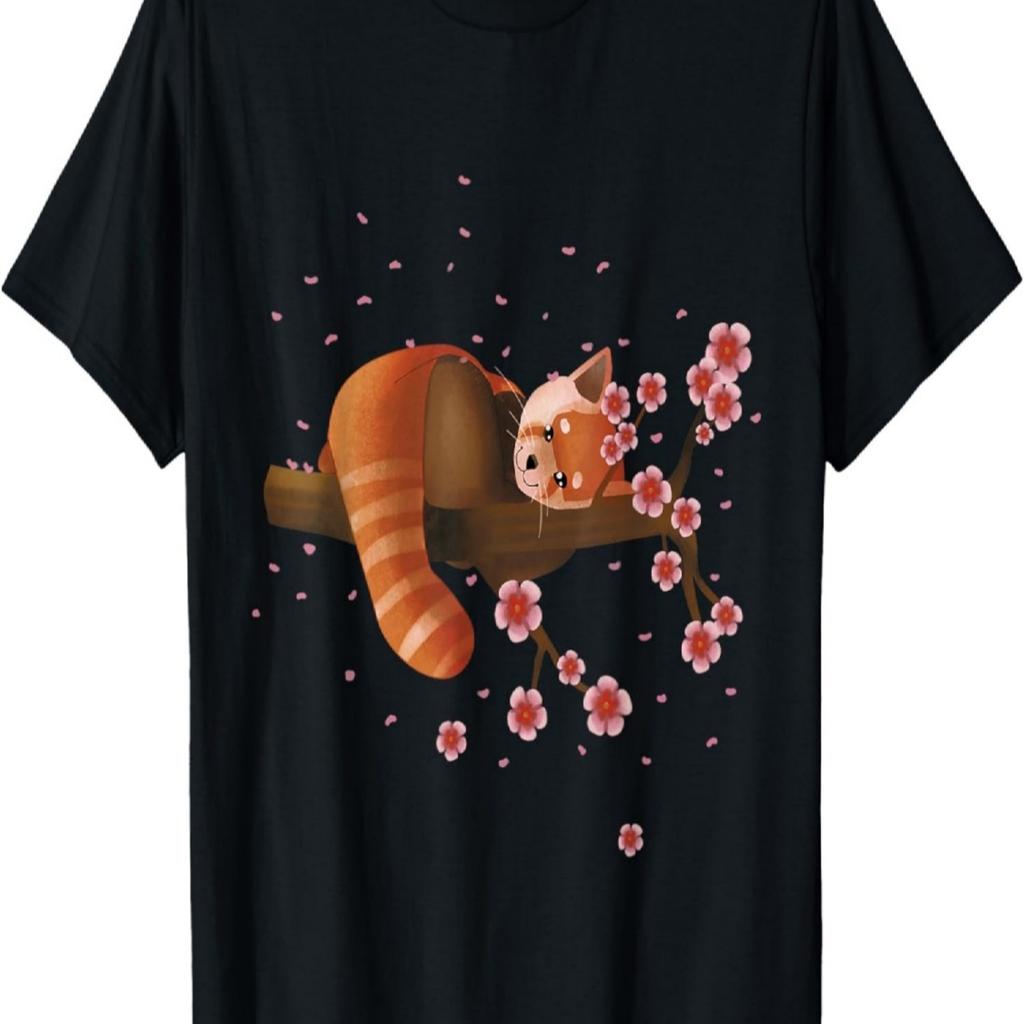 Red Panda Cherry Blossom Pink Sakura Cherry Blossom T-Shirt