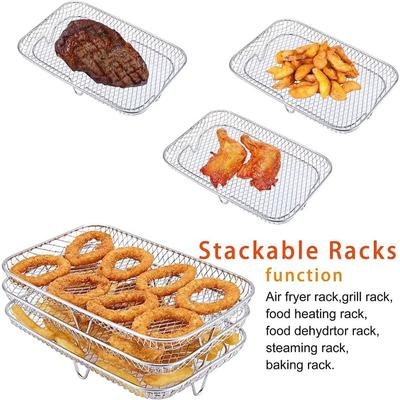 Rejilla Antiadherente para Freidora de Aire Apilable Cesta para Parrilla Bandeja Duradera para Freidora de Aire Utensilios de Cocina