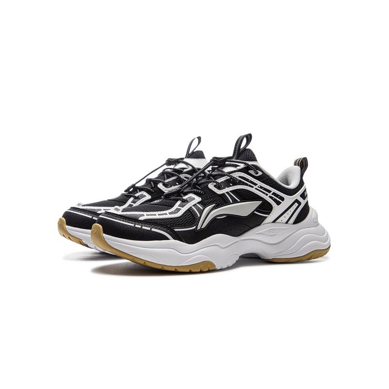 Li Ning Kids Sports Lifestyle Series Comfortable Fashion Durable Low-Top Casual Shoes Kids Sneaker Black White YKCU244-3
