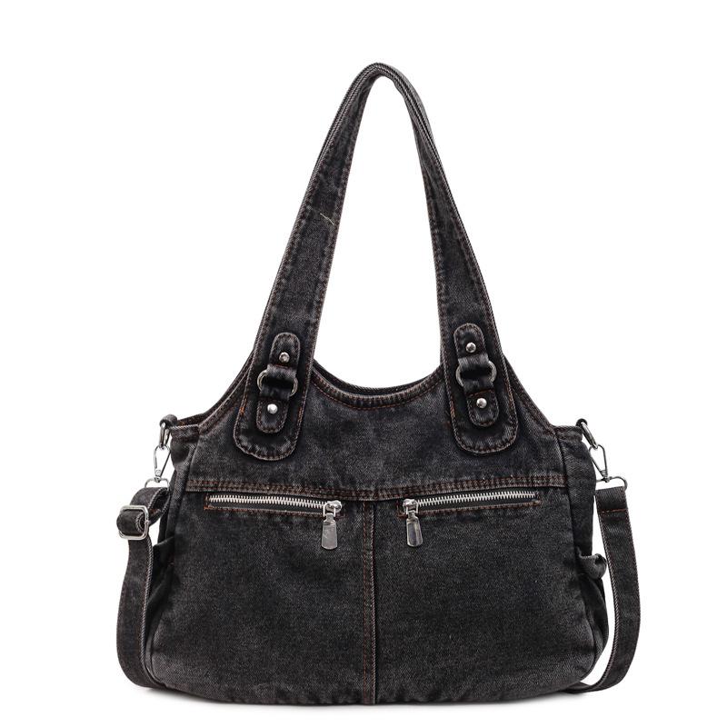 New Denim Light Luxury Commuting Large Capacity Single Shoulder Bag Crossbody Bag Casual Versatile Single Shoulder Bag чёрный