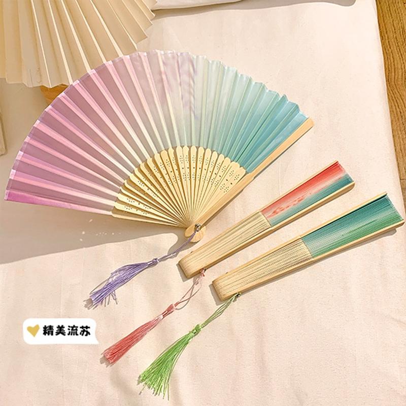 Retro Folding Hand Fan Chinese Style Dancing Fan Vintage Art Craft Elegent Photo Props Portable Woman Fans Wedding Gifts