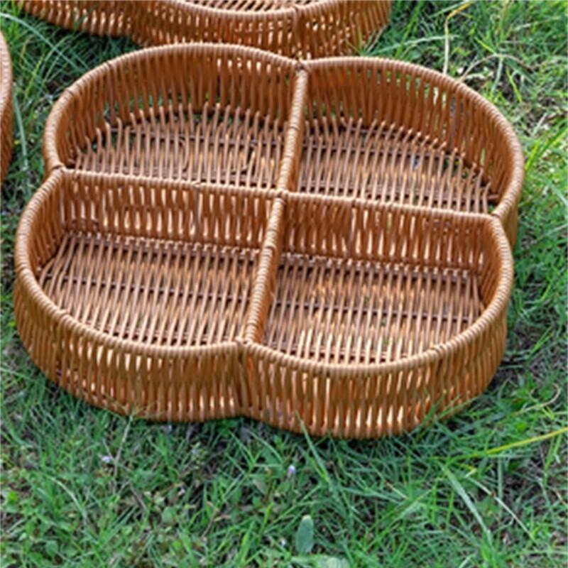 Woven Rattan Style Divided Storage Basket