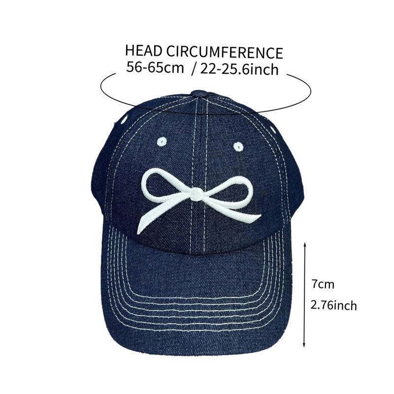 Large head circumference cap children's bow embroidery spring and summer sunshade washed denim baseball cap men