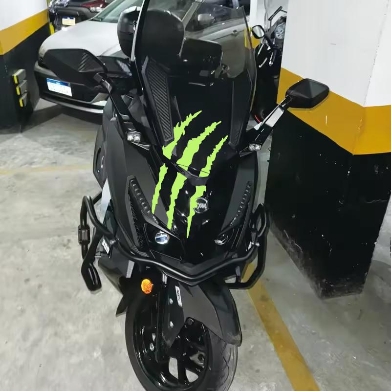 Monster claw mark motorcycle glitter film, front shield plate of helmet, motorcycle sticker. Suitable for all motorcycles.