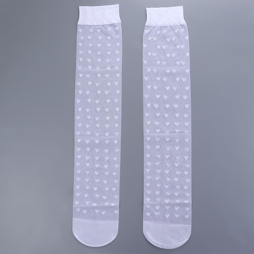 Love Heart Glass Filament Women Stockings Long Tube Hosiery Lolita Calf Socks Korean Style