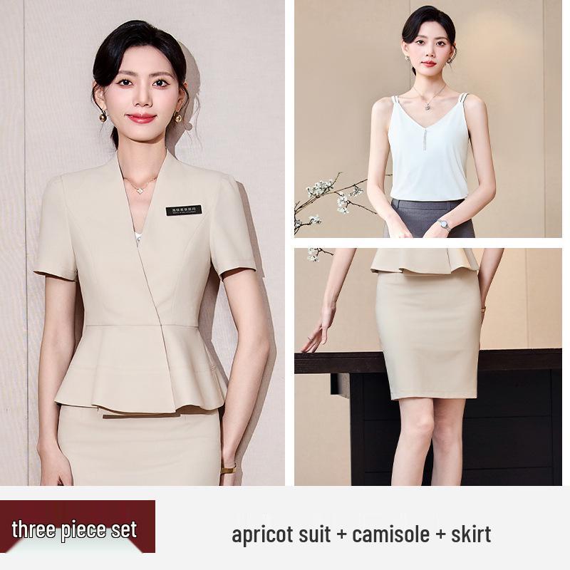 Women's Short Sleeve Professional Suit for Salon and Hotel Work