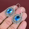Faceted London Blue Topaz Earring Vintage Earrings Natural Gemstone Jewelry 925 Sterling Silver Earring Handmade Dangle Earring Gift For Her
