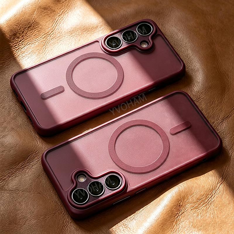 Luxury Matte Translucent For Magsafe Phone Case for Samsung S26 S25 S24 S23 Ultra Plus Cases Magnetic Wireless Charging Cover