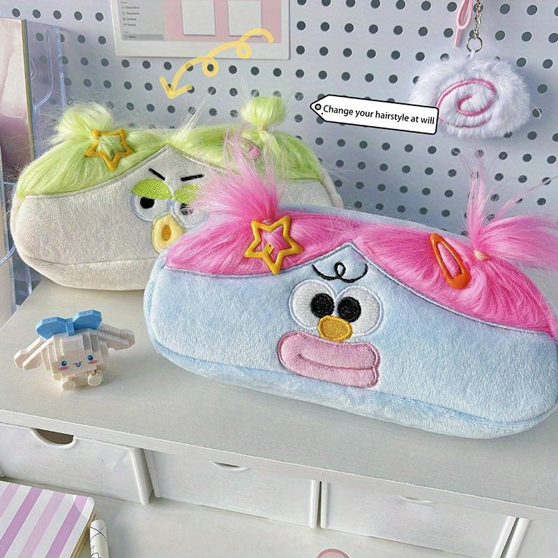 Funny Big Capacity Plush Pencil Bag Creative Cartoon Big Mouth Girl Pens Storage Case Portable School Stationery Gift
