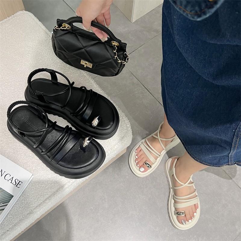 Fashion Women's Sandals Summer Casual Fashion Versatile Sandals Women's Slip-on Thick-soled Flat-soled Wear-Resistant Women's Shoes