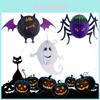 Halloween Paper Lantern Pendant With 3d Spooky Spider Bat And Ghost For Terrifying Decor