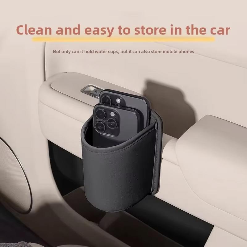 SEAMETAL Umělá kůže Držák na nápoje do auta Klip na pohár na vodu do vozidla Multifunkční úložný box Doplňky do interiéru auta