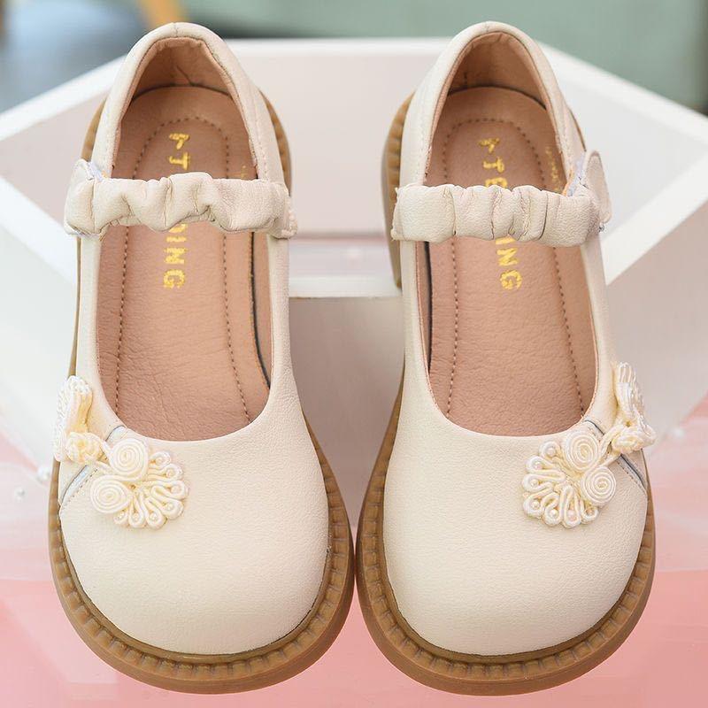 

Girls Chinese Knot Decor Mary Jane Casual Soft Sole Shoes 26 бежевий