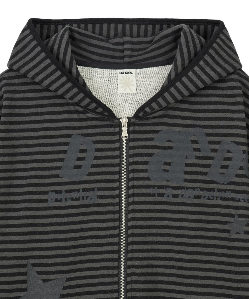 Dandel Dd Type Stripe Hoodie Zip-Up (Black)