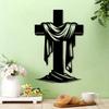 Black Iron Wall Cross Decor Minimalist Christian Home Office Gift Rustproof Metal Art for Wedding Funeral Christmas Easter