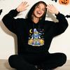 Stitch Scarecrow Disney Halloween Print Womens Fleece Hooded Sweatshirt Cozy Fall Winter Pullover Costume Party Outfit
