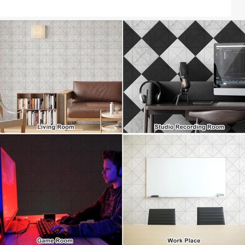 12Pieces Acoustics Foam Wall Tiles Soundproof Foam Panel Polyester Wall Panels for Quiet Study Spaces and Libraries