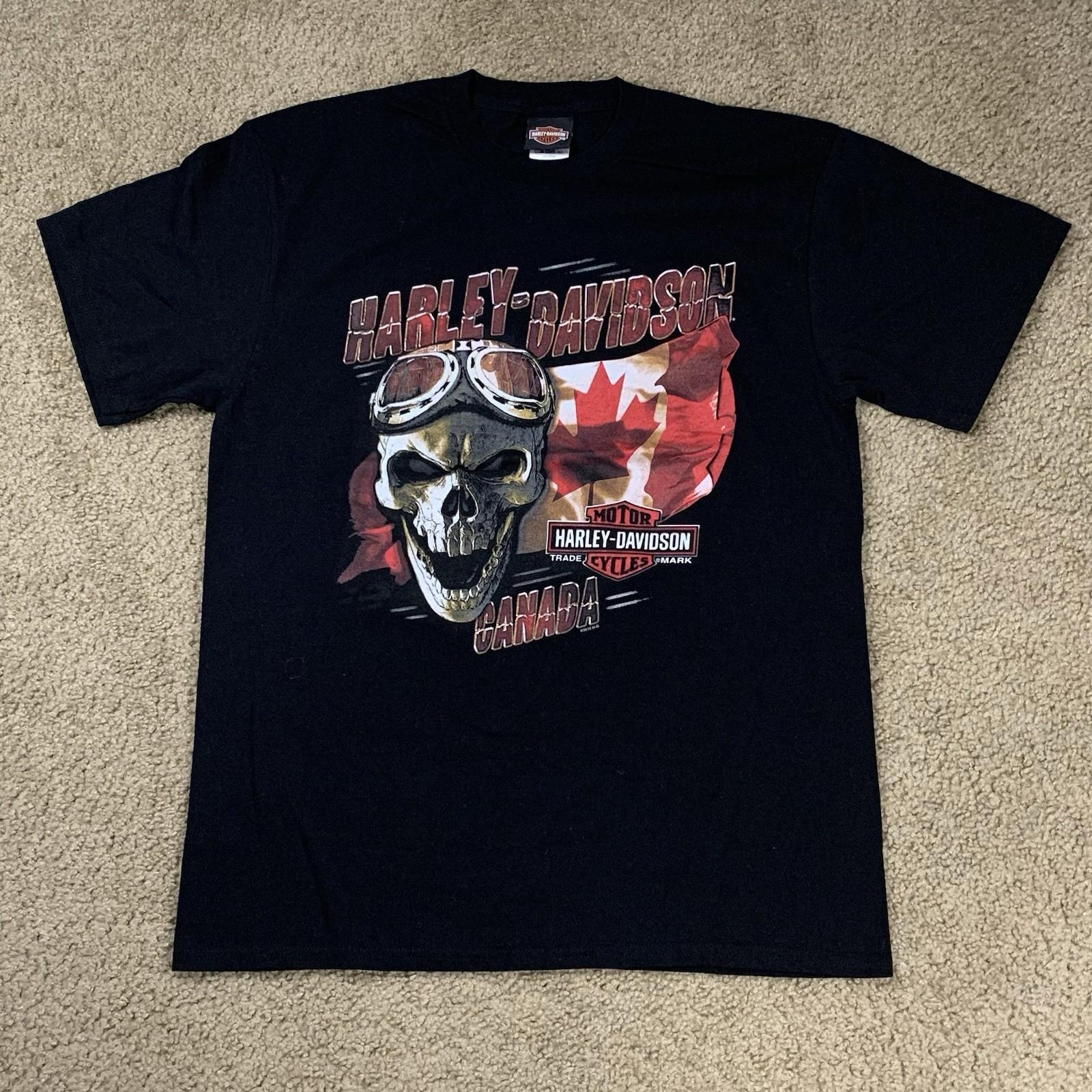 Harley Davidson Mens Large Black Shirt Biker Motorcycle Canada Skulls Chopper XXXXL