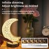 Plug Powered Ramadan Starry Moon Night Light Touch Switch Stepless Dimming for Bedside Study Living Room Bedroom Decor Lighting