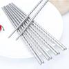 5 pairs Reusable Sushi Chopstick Stainless Steel Metal Chop Sticks  for Cooking Eating