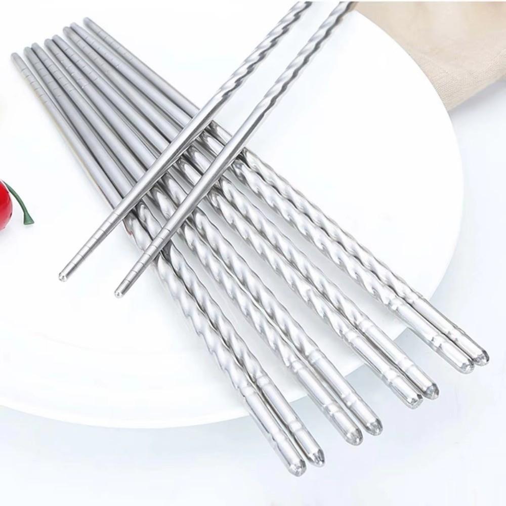5 pairs Reusable Sushi Chopstick Stainless Steel Metal Chop Sticks  for Cooking Eating