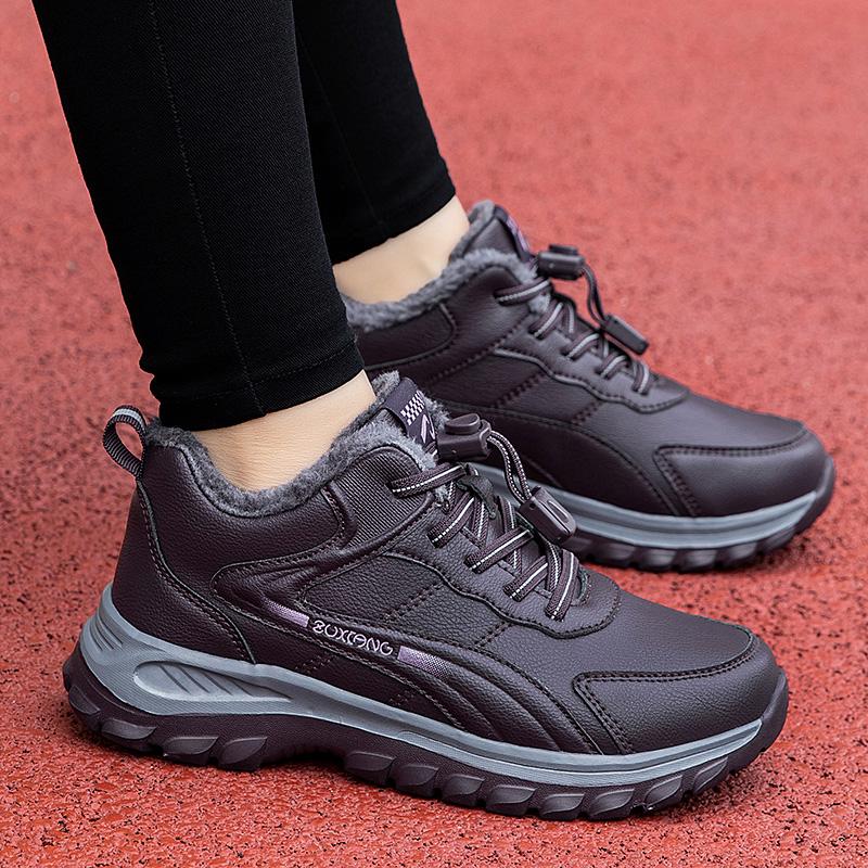 High-top large cotton shoes, winter velvet thickened warm cotton boots, medium walking sports shoes