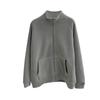 Warm Stand Collar Faux Lamb Double Face Polar Fleece Jacket Women Autumn Winter Loose Slimming Fleece Lined Thick Hoodie