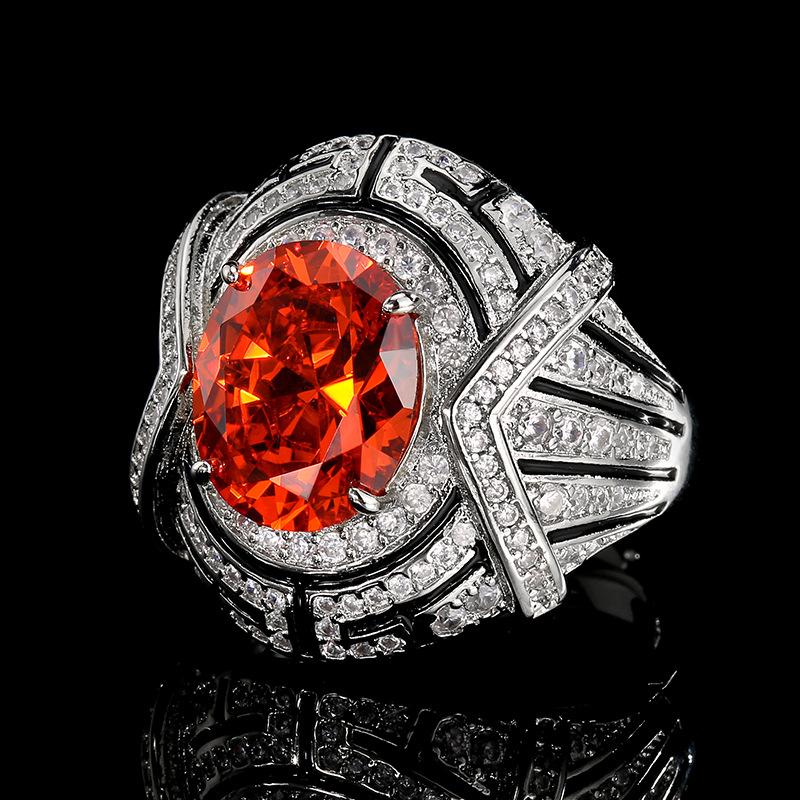 Jewelry Ring Full Diamond Inlaid Red Yellow Purple Diamond Color Treasure High Sense Light Luxury Women'S Jewelry