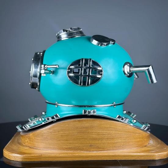 45,72 cm Grüner Tiefsee Taucher Tauchhelm mit Holzsockel Marine Nautisch Boston Tauchhelm Bestes Geschenkobjekt