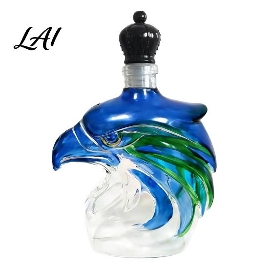 Handmade Glass Spirit Bottle Eagle Shaped Whiskey Decanter 350ml Handcrafted Lead-Free Evaporation чёрный