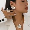 4 Piece Fashion Jewelry Set French Vintage Flower Necklace Earrings Rings Exaggerated Jewelry Set For Women Jewelry Gifts 2026