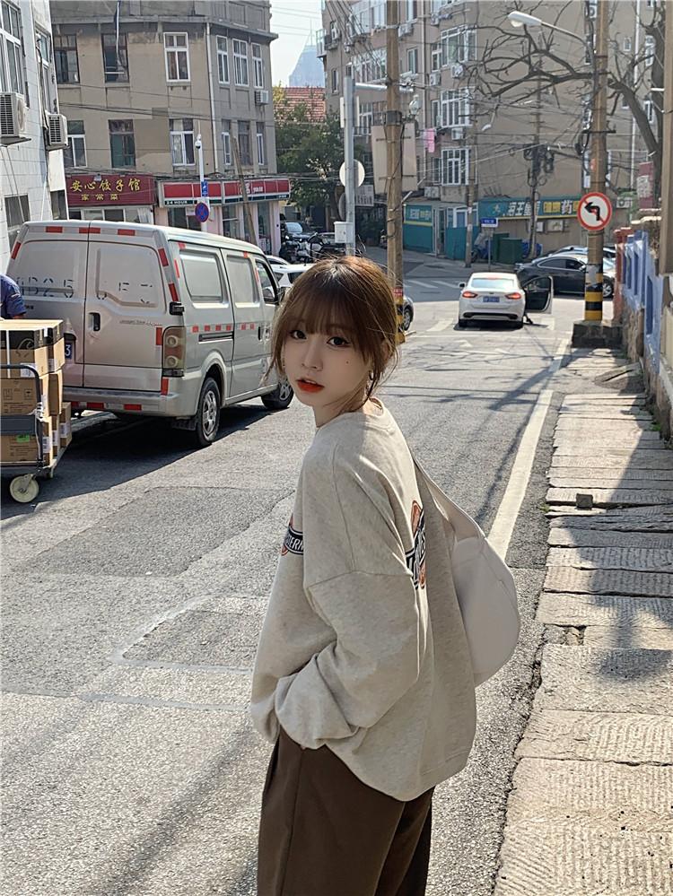 Dámské pulovry s dlouhým rukávem O Neck Volné Dámské topy Jednobarevné mikiny