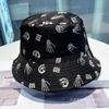Trendy versatile sunshade sun hat summer double-sided pot hat printed bucket hat women