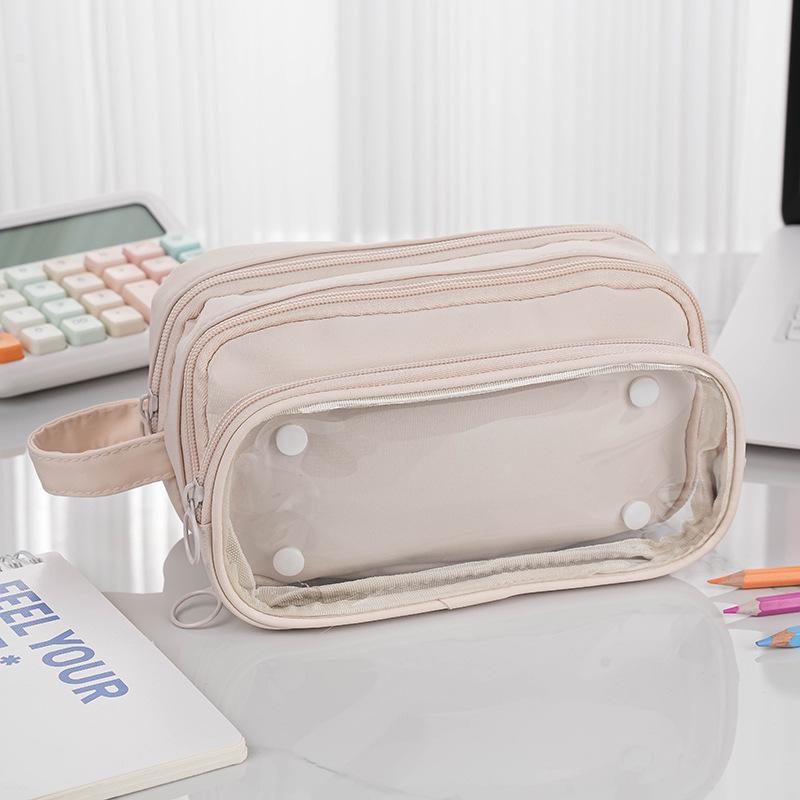 Detachable Double-Layer Pencil Case with Transparent Window for Students