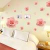 Pink Flowers Self Adhesive Wall Sticker Romantic Wedding Room Decor for Living Room Bedroom TV Background Home Decoration