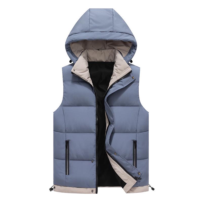 Vestă din bumbac cu glugă trendy nouă pentru Toamnă/Iarnă: Vestă groasă și călduroasă pentru bărbați și adolescenți