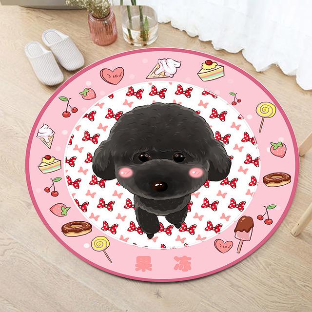 Cute Puppy Round Carpet Computer Chair Mat Hanging Basket Mat Carpet Print Cartoon Children Crawling Carpet Bedroom Decoration