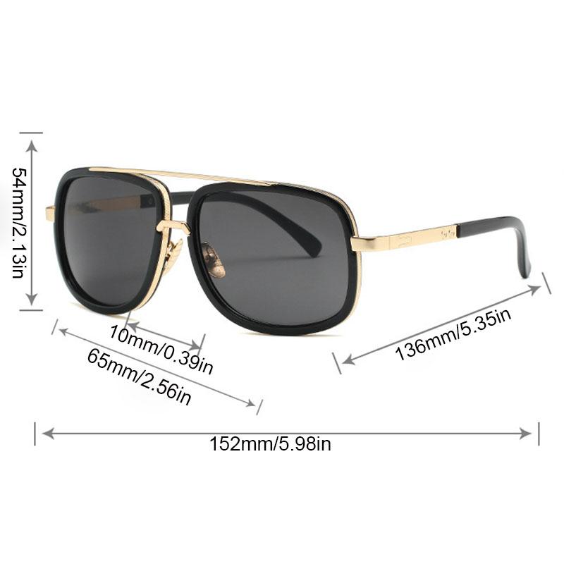 Non-polarized Double Bridges Square Frame Oversized Sunglasses Women Popular Metal Sunglasses Men Punk Driving Sun Glasses