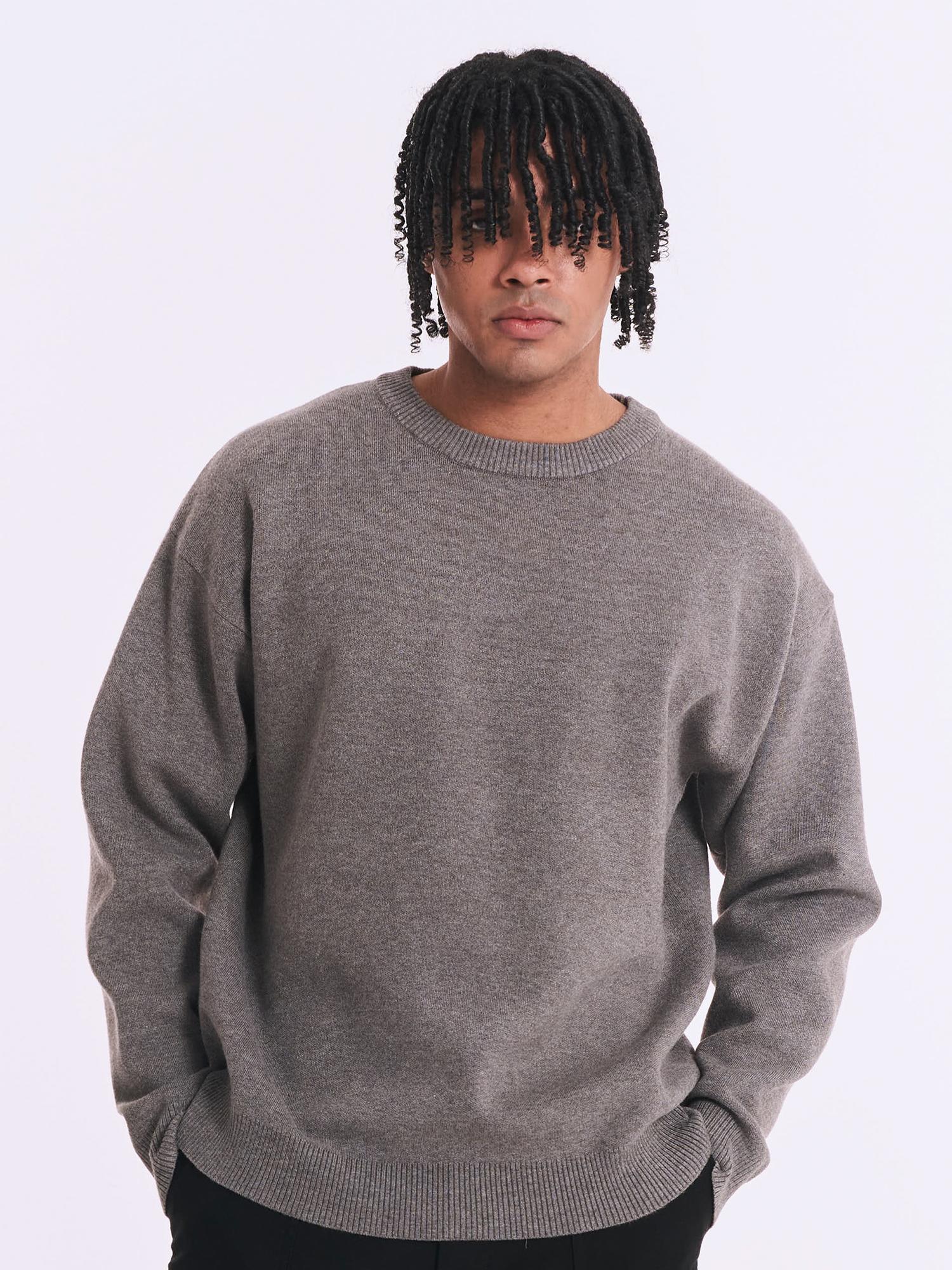 Ervino Daily Crewneck Knit Sweater [Gray] Gray/L