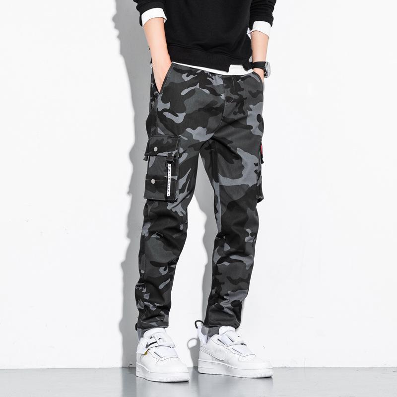 Japanese Style Men's Camouflage Overalls - Loose Casual Pants with Cuffs, Large Size for Teenagers