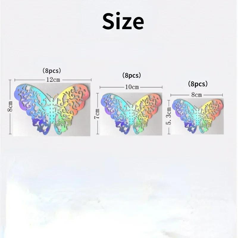 24Pcs Home Fashion Decoration Hollow 3D Butterfly Wall Sticker Living Room Window Home Decor DIY Colorful Butterflies Stickers