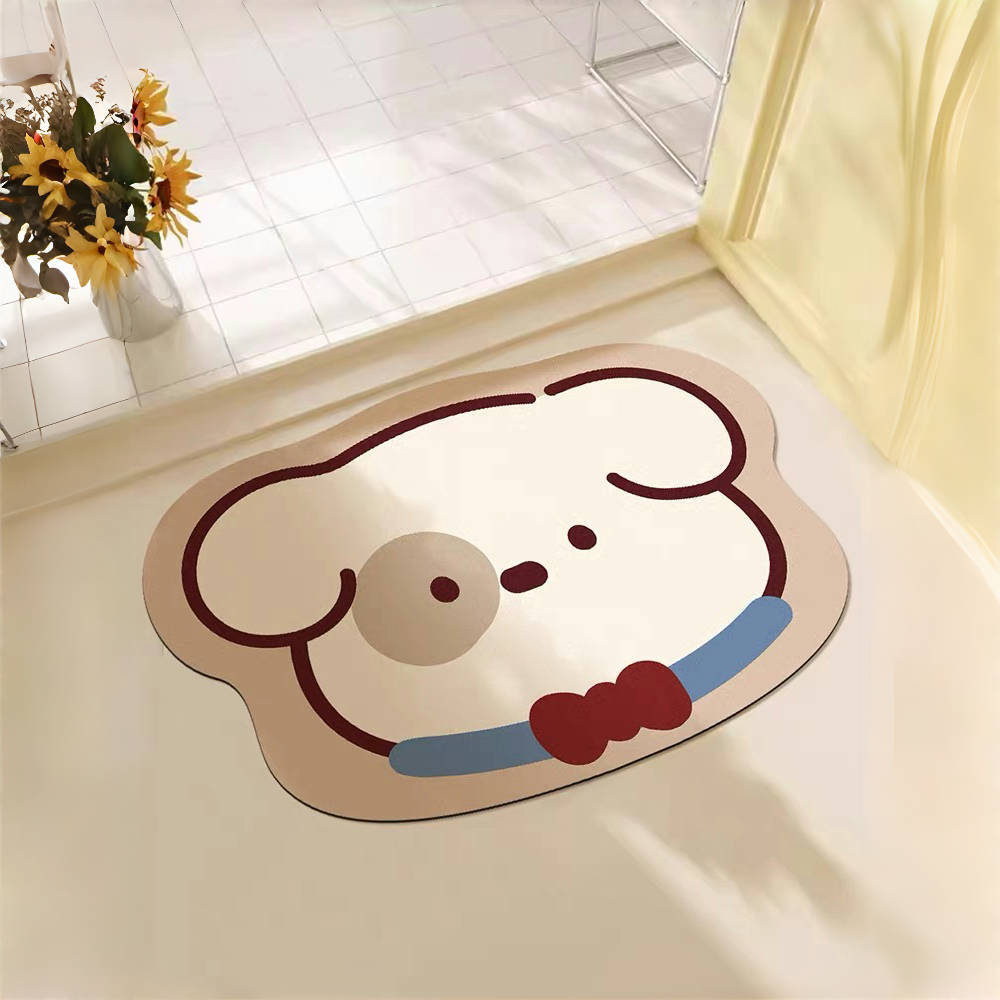 Cartoon Puppy Bathroom Absorbent Bathroom Mat Shower Room Door Mat Anti Slip  Dirt Resistant  Quick Drying  Anti Fall Cushion