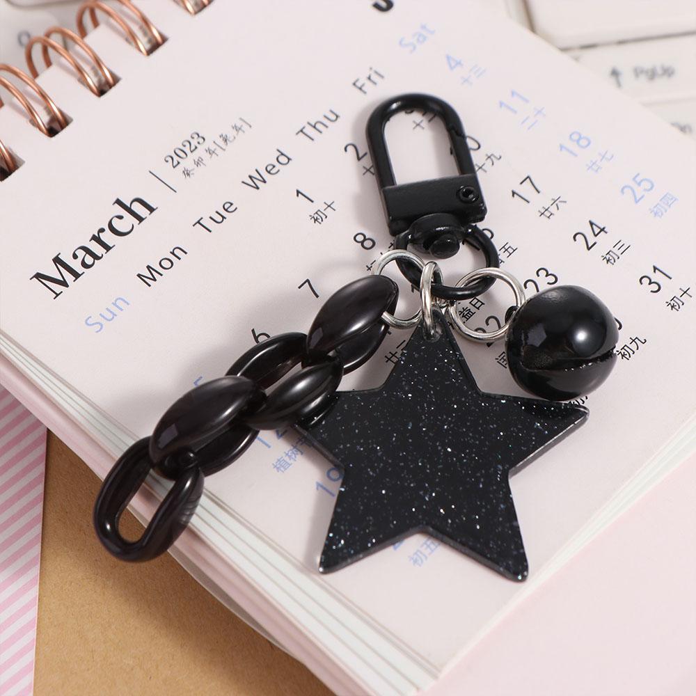 Ornament Glitter Stars Pendant Pink and Black Y2K Jewelry Keychain Cartoon  Keychain  Women Men