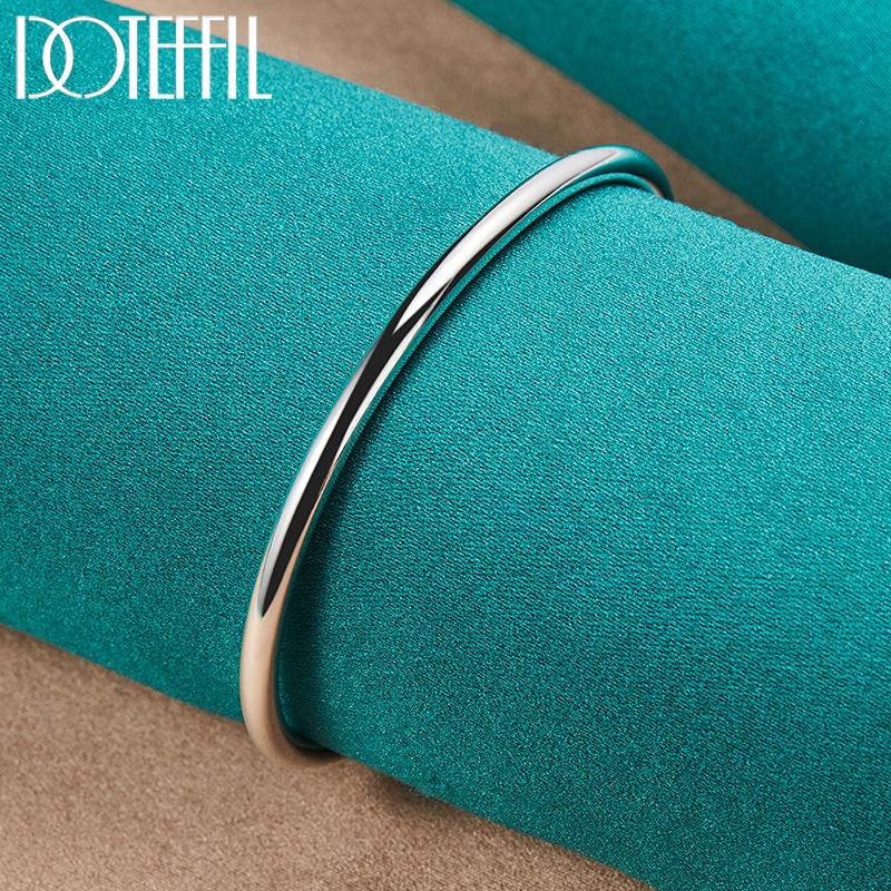 Bracciale a Cuffia con Perline Lisce Solide in Argento Sterling 925 da 4 mm Gemelli Braccialetti per Donna Uomo Gioielli per Matrimonio Festa di Fidanzamento