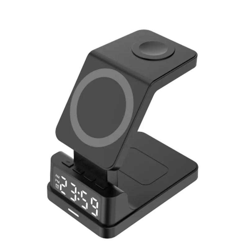 4-in-1 magnetisches kabelloses Ladegerät für Magsafe iPhone 16 15 14 13 12 Uhr AirPods Pro Wecker Schnellladestation